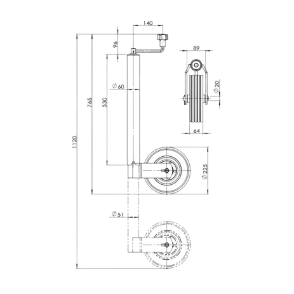 Kartt Heavy Duty 60mm jockey wheel - Image 2