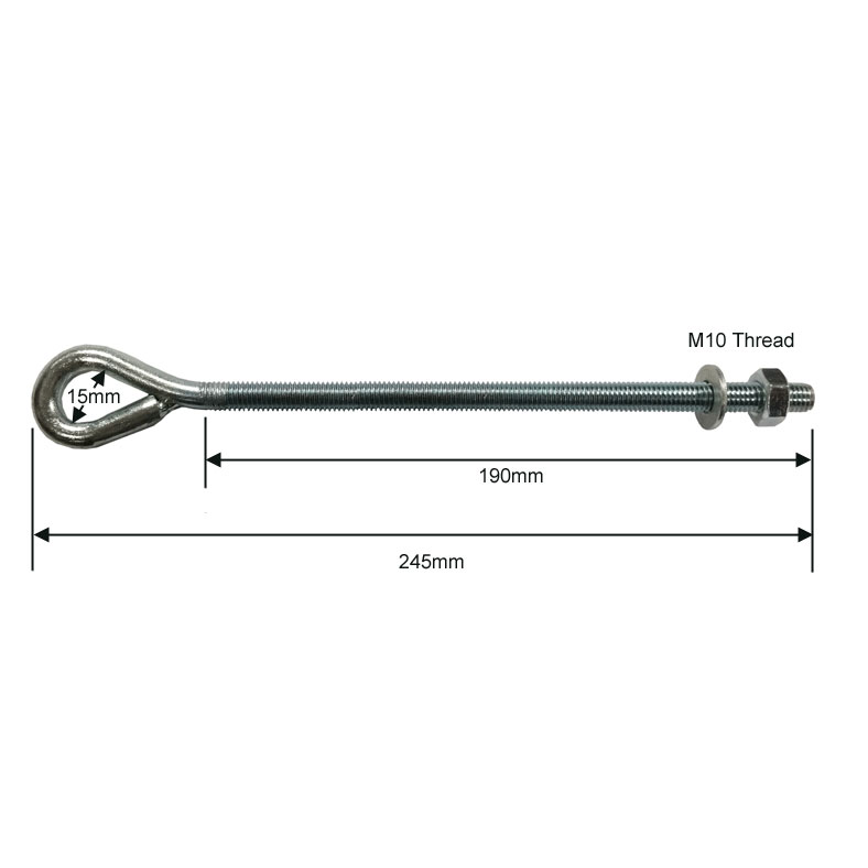 250mm M10 threaded bar with eye