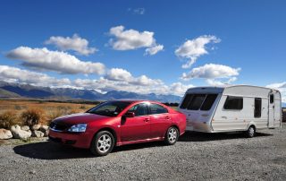 Car Towing a Caravan