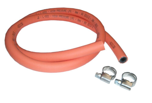 Orange LPG Hose 2m inc 2 Hose Clips